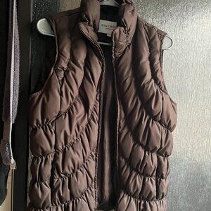 Nine West Women’s Stylish Quilted Down Vest, Brown, Size M - Fully Zip & Pockets